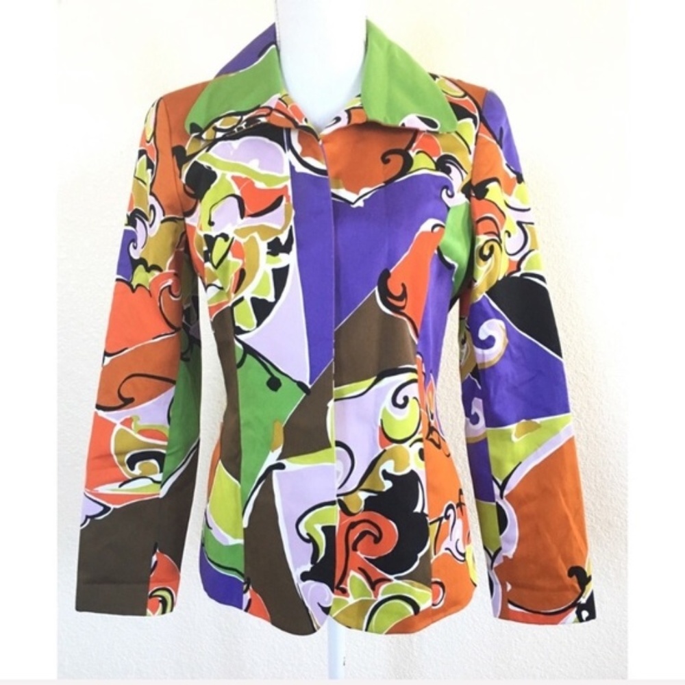 Dana Buchman  Multicolored Abstract Cotton Blazer